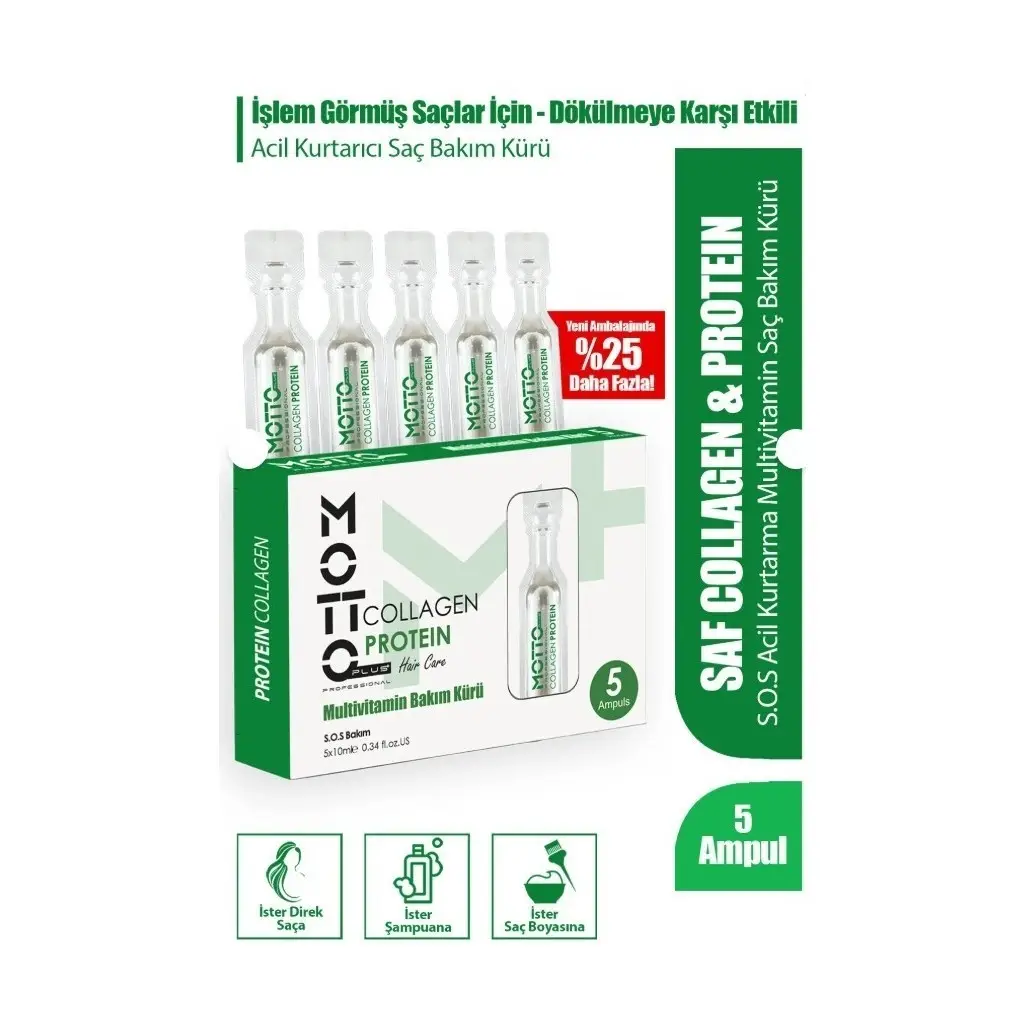 Motto Plus Professional Collagen Protein Dökülme Önleyici Vitamin 5 Ampul