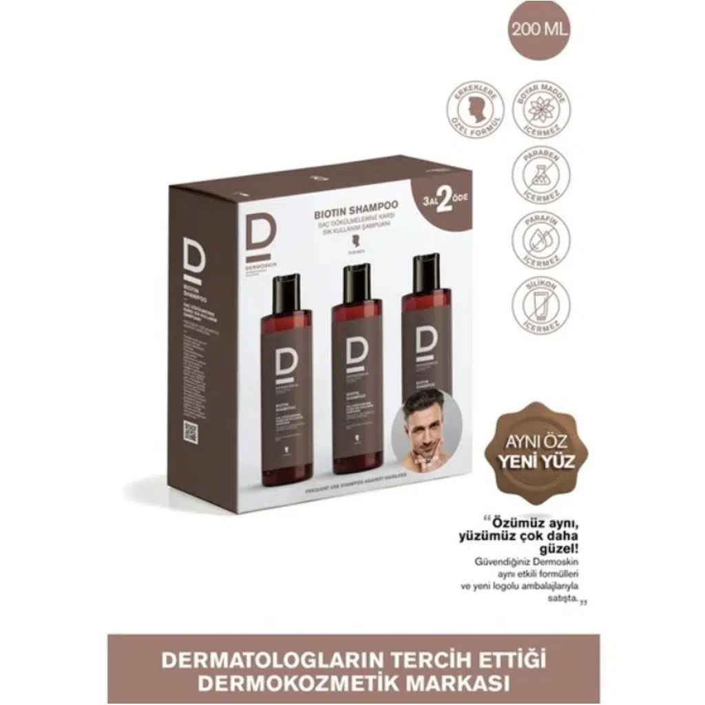Dermoskin Biotin Şampuan 3 Al 2 Öde Erkek 200 Ml 