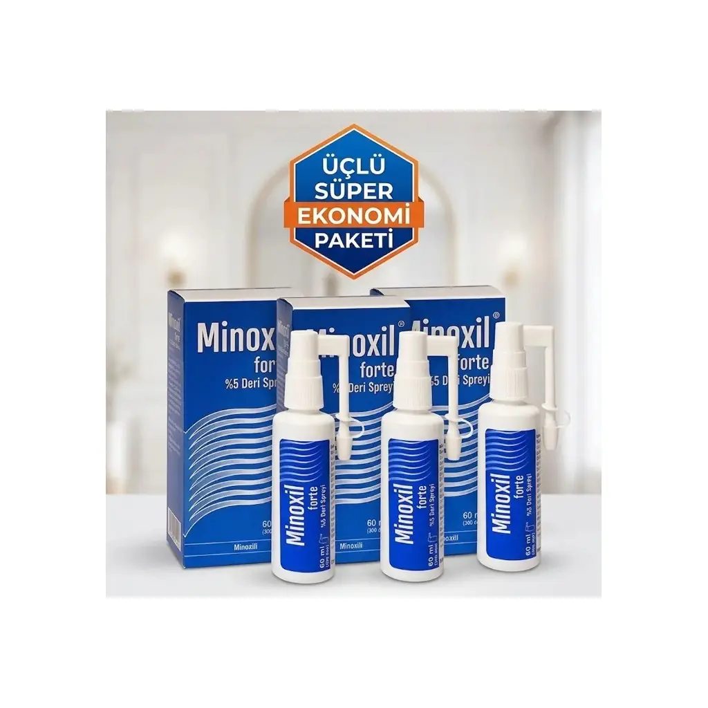 Minoxil Forte %5 Deri Spreyi 60 Ml 3'Lü PAKET